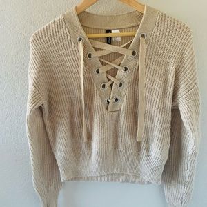 Knit CropTop Tan Sweater